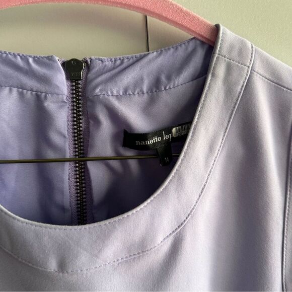Nanette Lepore Lavender Purple Round Neck Mini Dress Size 14 Tea Time Wedding - Picture 6 of 14